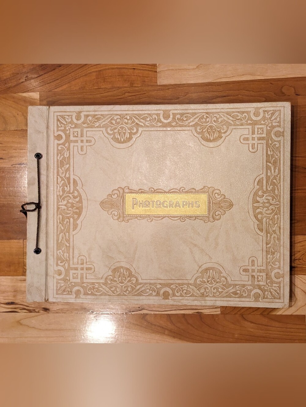 Antique 1930s Cream & Gold Embossed Photo Album